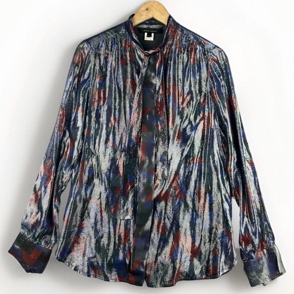 Marc Jacobs Tops - Marc Jacobs Red and Silver Button-Up Blouse